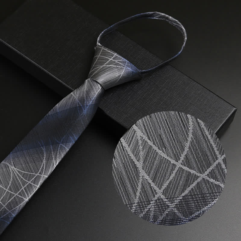 Men's Blue-Gray Zipper Tie Horizon Necktie - Gray - image 8