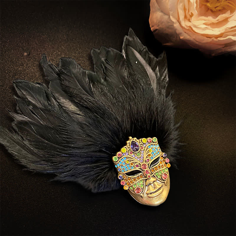 Primitive Tribes Mask Feather Brooch - Mask - image 0