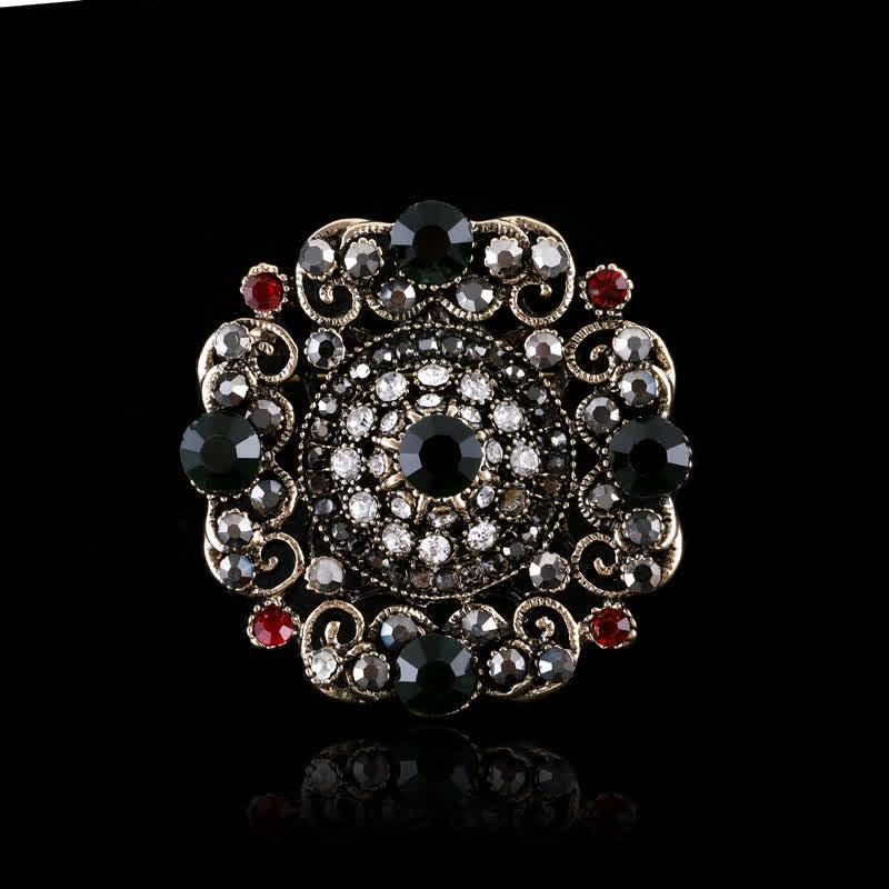 Women's Baroque Palace Crystal Brooch - Black Round - image 7
