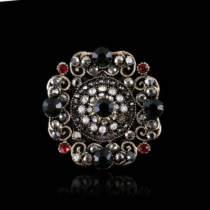 Women's Baroque Palace Crystal Brooch - Black Round - image 7