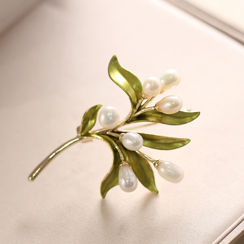 Women's Natural Pearl Olive Branch Brooch - image 8