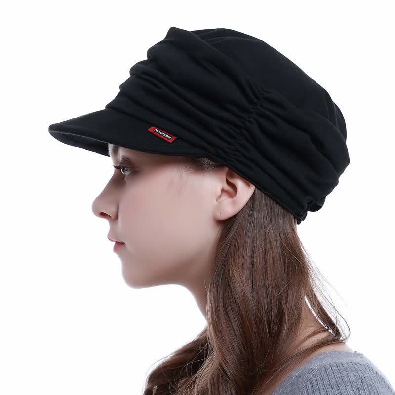 Women's Soft-Brimmed Hat Pleated Baseball Cap - Black - Adjustable (Approx. 21 5/8"-23 5/8") - image 0