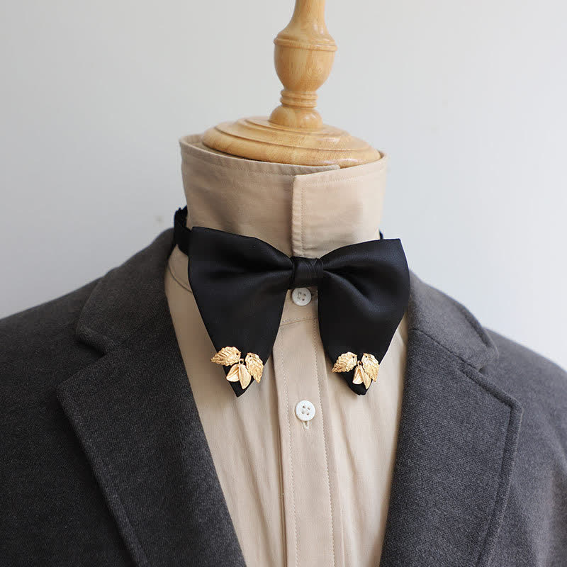 Men's Double-Layers Leaves Oversized Bow Tie Pocket Square - image 11