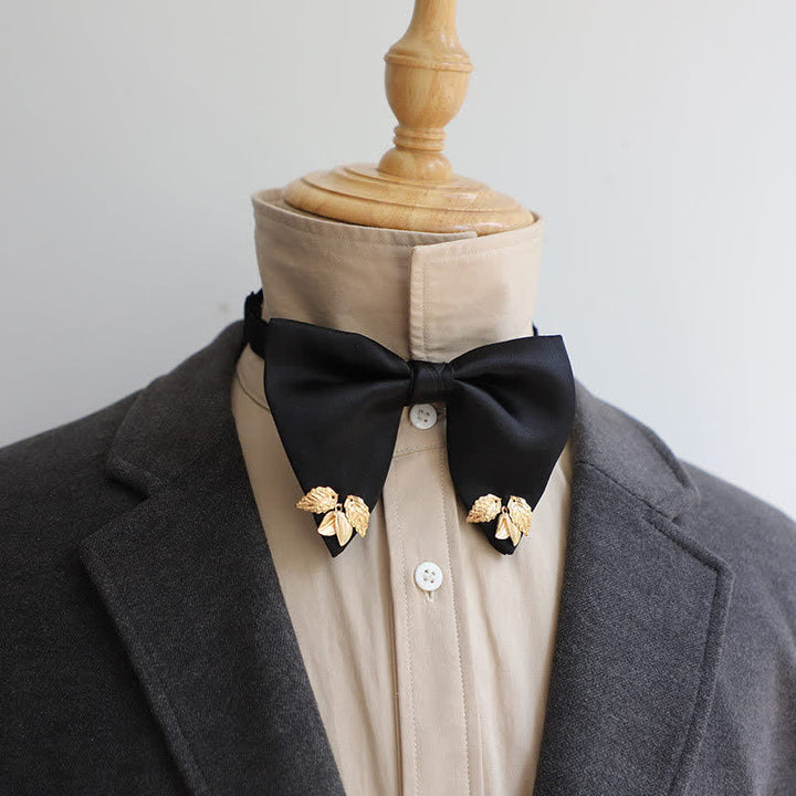 Men's Double-Layers Leaves Oversized Bow Tie Pocket Square - image 11