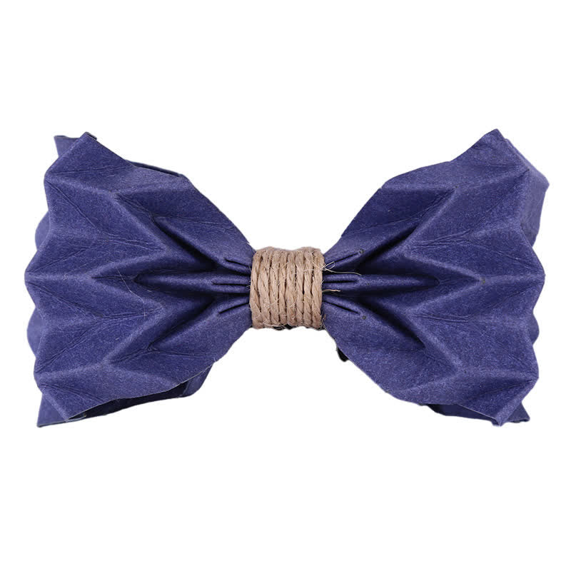 Men's Creative Environmental Kraft Paper Bow Tie - Blue With Rope - image 4