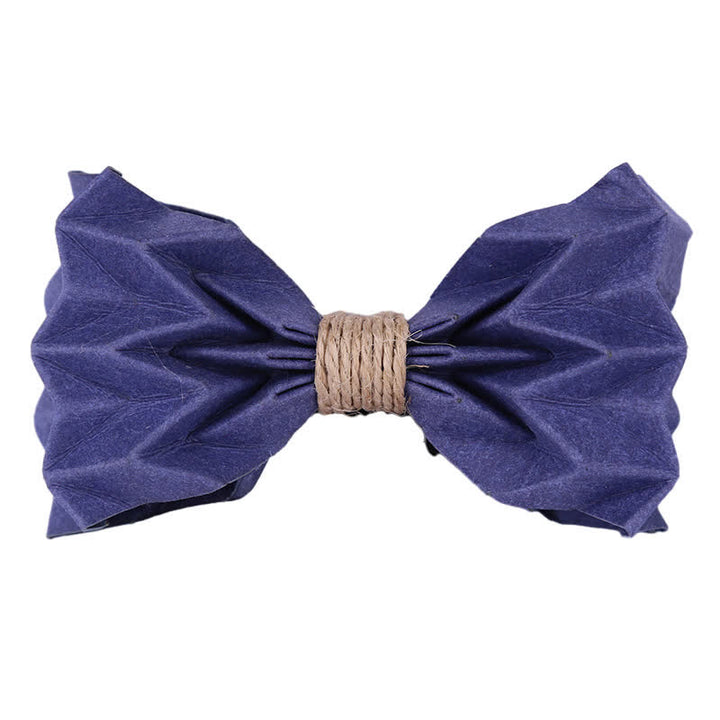 Men's Creative Environmental Kraft Paper Bow Tie - Blue With Rope - image 4
