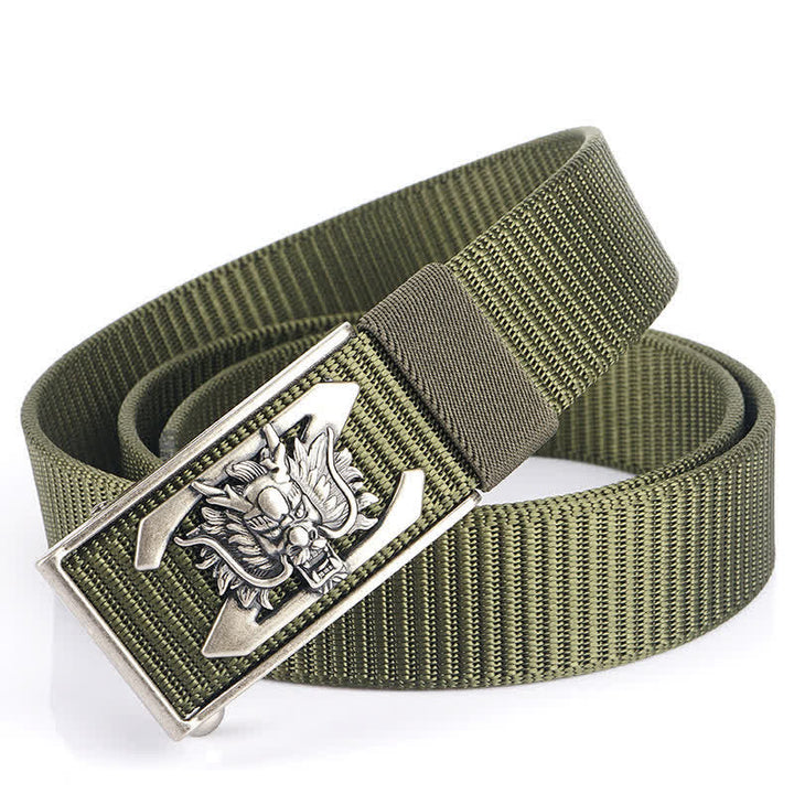 Men's Z Letter Mighty Dragon Nylon Belt - Army Green / Silver - 48" - image 15