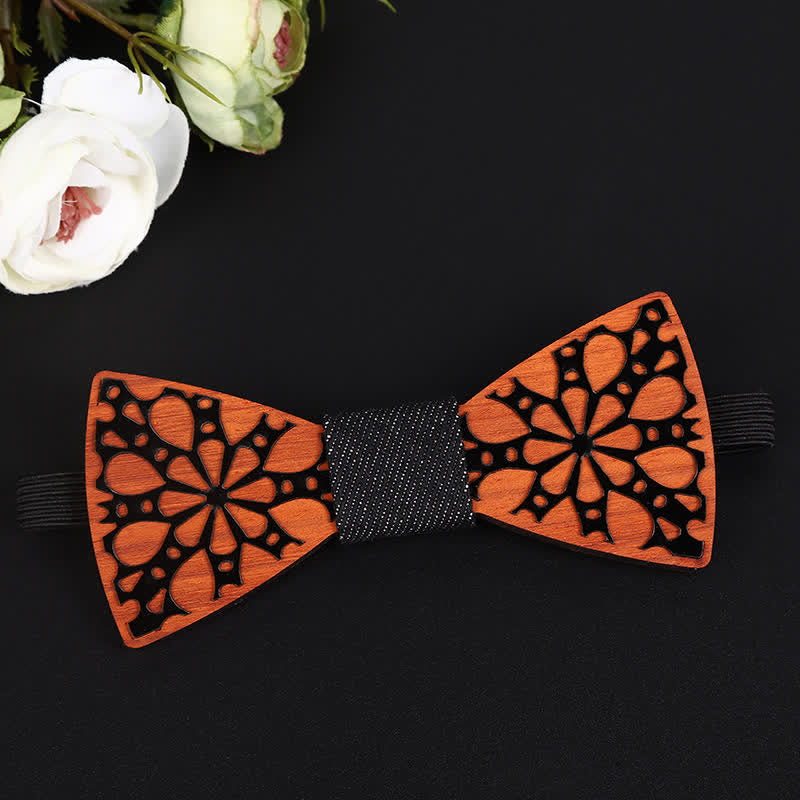 Men's Majestic Floral Wooden Bow Tie - Black - image 2