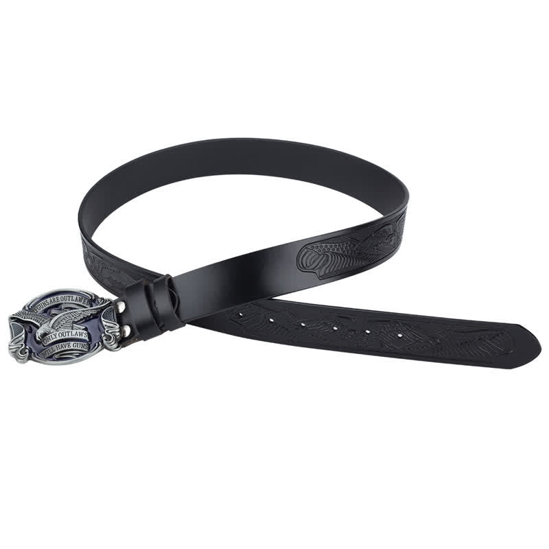 Men's Soaring Eagle American Flag Leather Belt - image 3