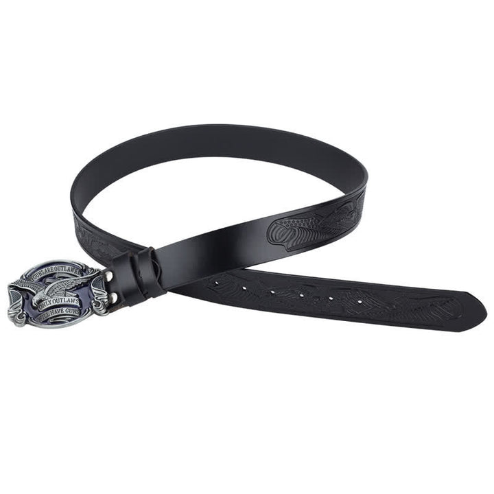 Men's Soaring Eagle American Flag Leather Belt - image 3