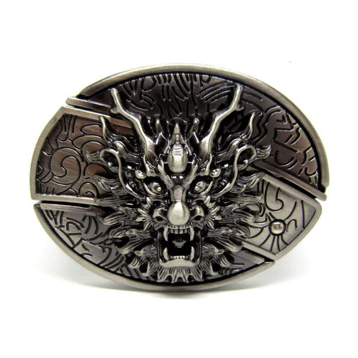 Men's Dragon Head Leather Belt With Folding Knife - image 4