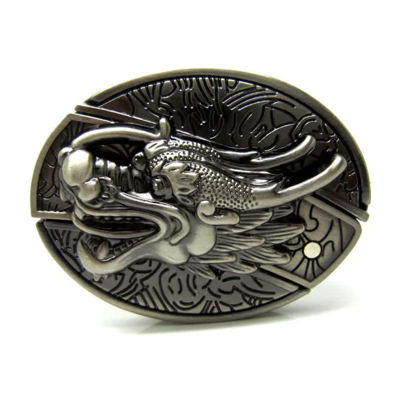 Men's Vintage 3D Dragon Leather Belt With Folding Knife - image 4