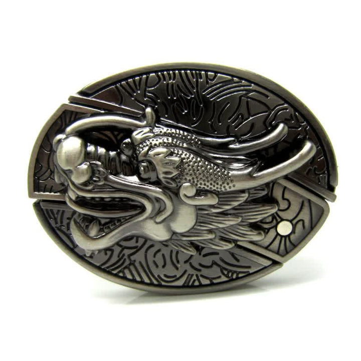 Men's Vintage 3D Dragon Leather Belt With Folding Knife - image 4