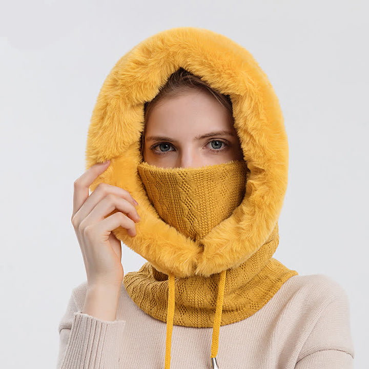 Women's Candy Color Face Hood Mask Knitted Hat - image 9