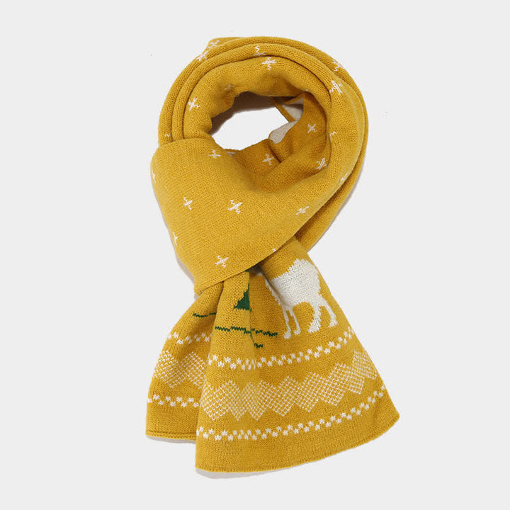 3Pcs Women's Reindeer Tree Jacquard Hat Scarf Gloves Set - image 16