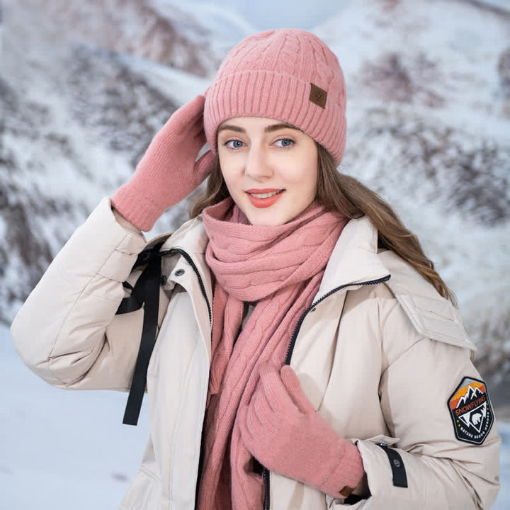 3Pcs Unisex Warm Hat Scarf Gloves Set - image 0
