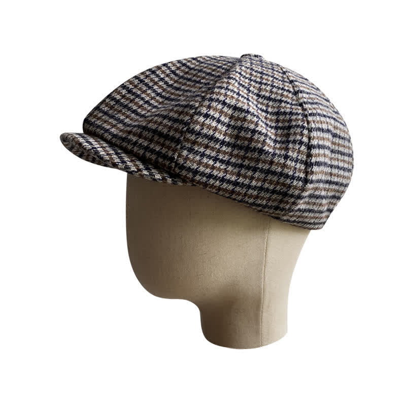 Houndstooth Checked Newsboy Beret Cap - image 3