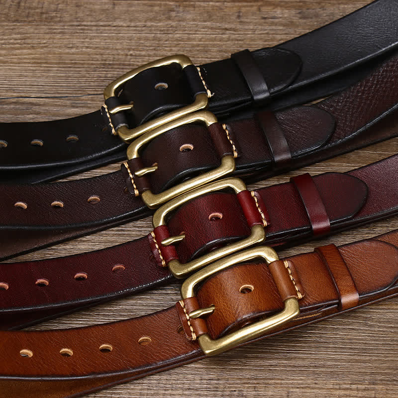 Men's Leisure Heavy Copper Buckle Leather Belt - image 1