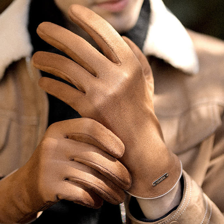 Suede Thermal Velvet Split Finger Gloves - image 0