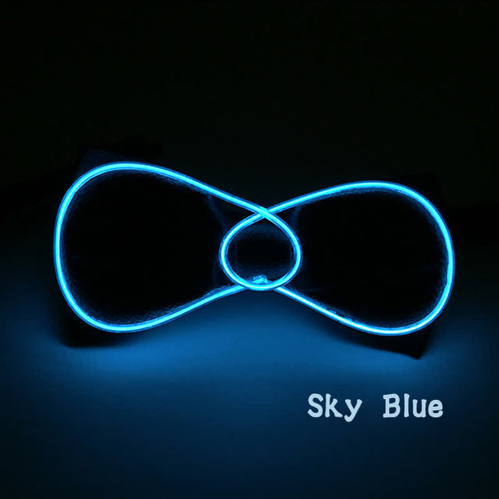 Flashing Round LED Glowing Bow Tie - Sky Blue - image 4