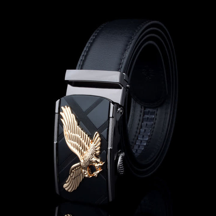 Men's Animal Eagle Automatic Buckle Leather Belt - Gold & Black - 46 - image 10