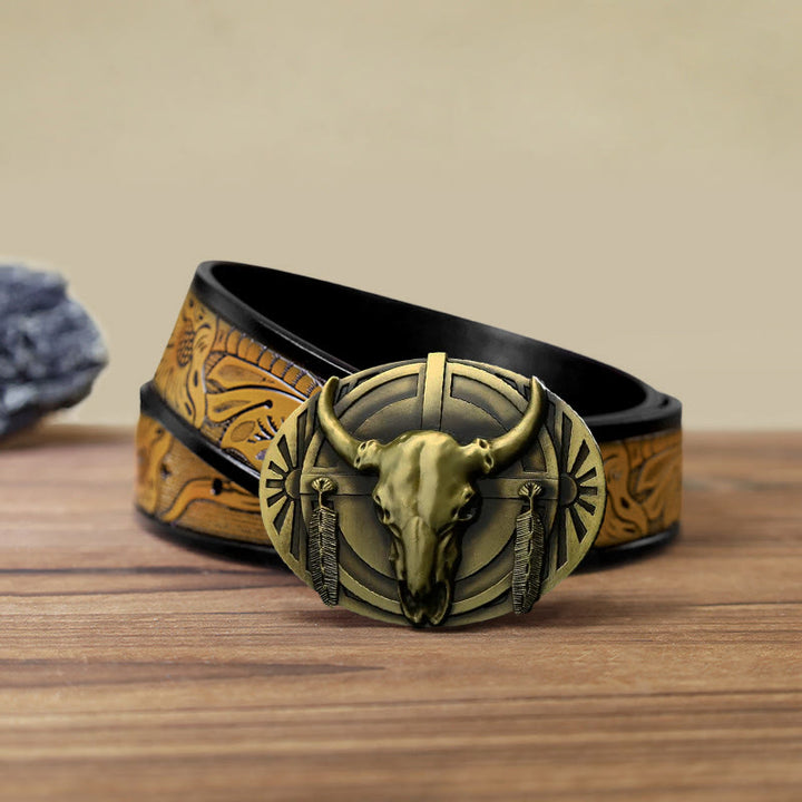 Men's DIY Buckle Leather Belt - Bronze - SandyBrown Belt (40) - image 19
