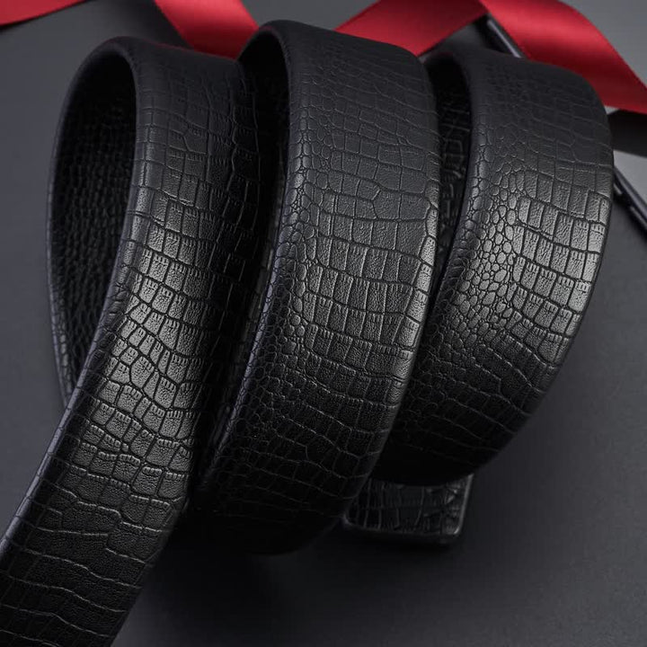 Men's Snake Pattern Leopard Head Buckle Leather Belt - image 4
