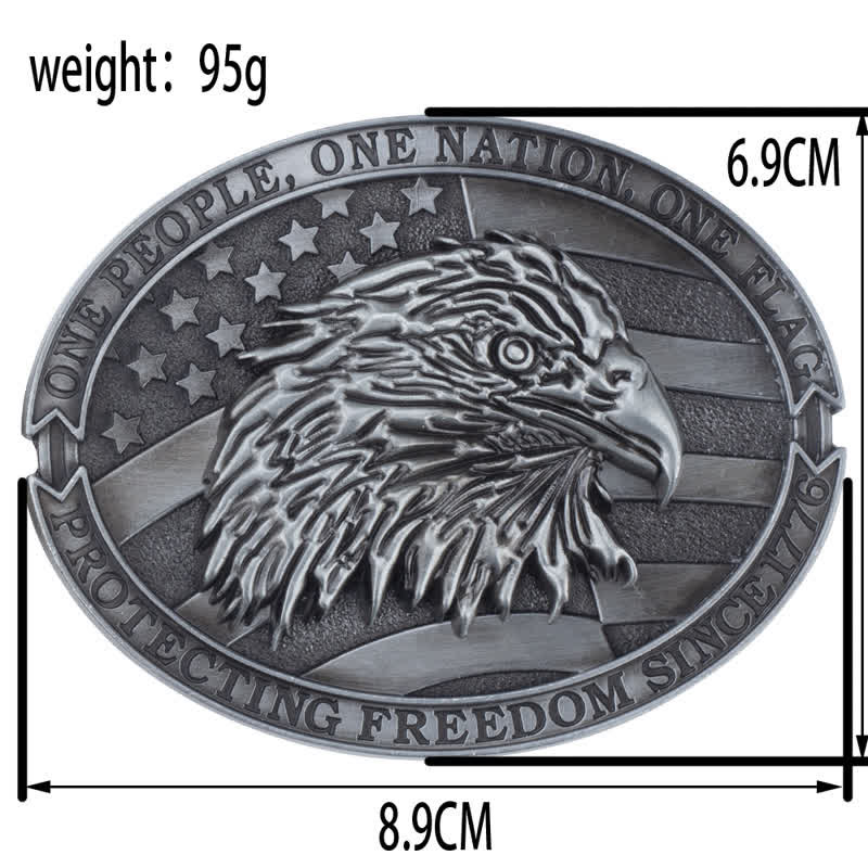 Men's Bald Eagle Head American Flag Buckle Leather Belt - image 5