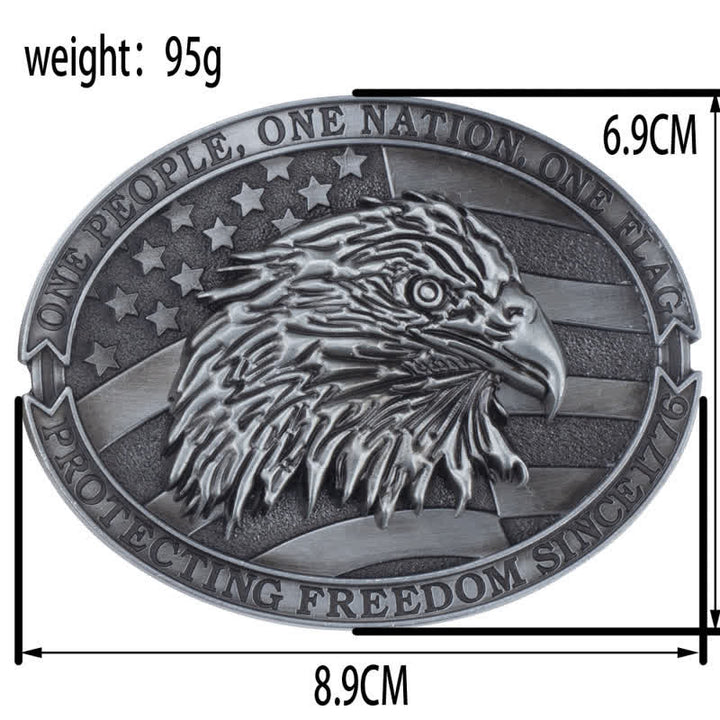 Men's Bald Eagle Head American Flag Buckle Leather Belt - image 5