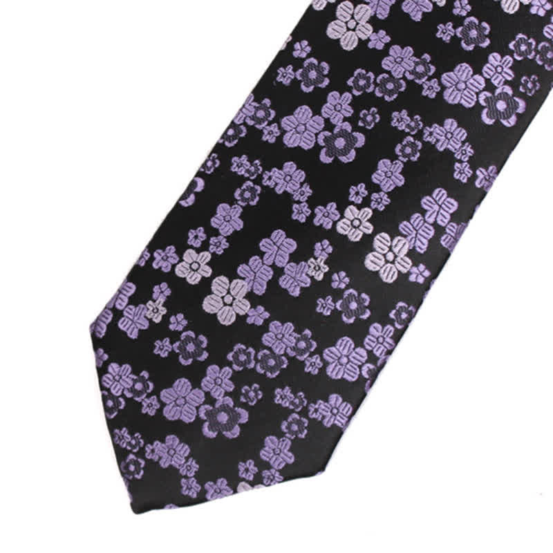 Men's Small Purple Flower Skinny Necktie - image 2