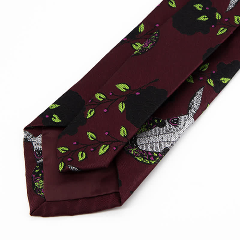 Men's Burgundy Black Rose & Deer Necktie - image 3