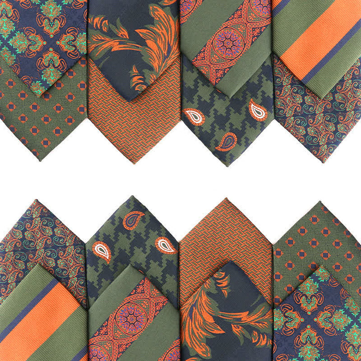 Men's Forest Green Orange Series Necktie