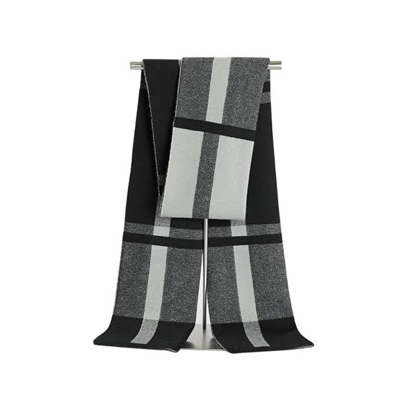 Men's Classic Plaid Wool Blend Knitted Scarf - image 2