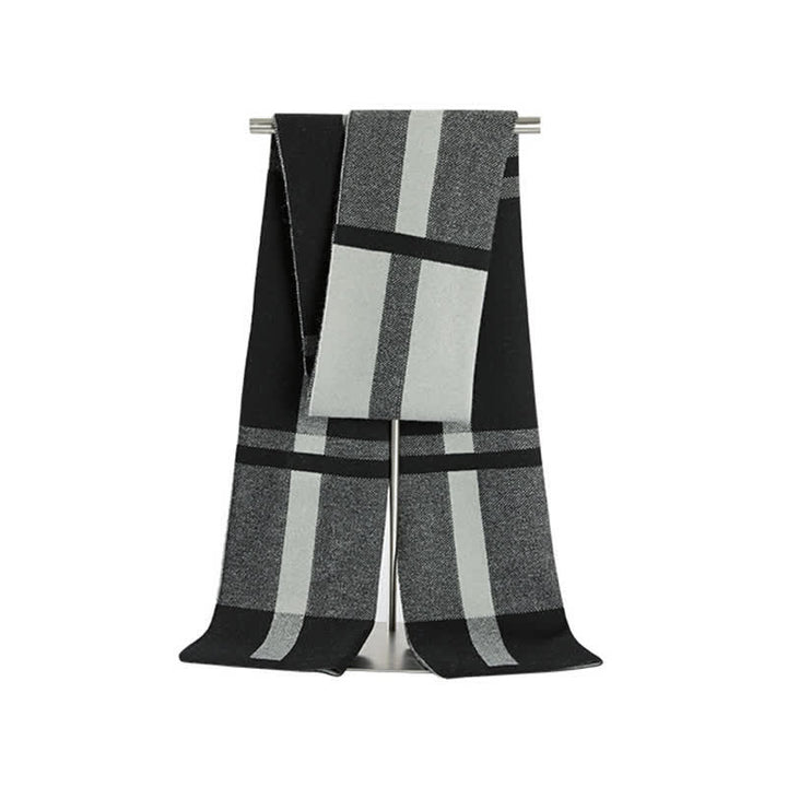 Men's Classic Plaid Wool Blend Knitted Scarf - image 2