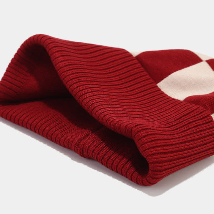 3Pcs Unisex Checkerboard Plaid Hat Scarf Gloves Set - image 7