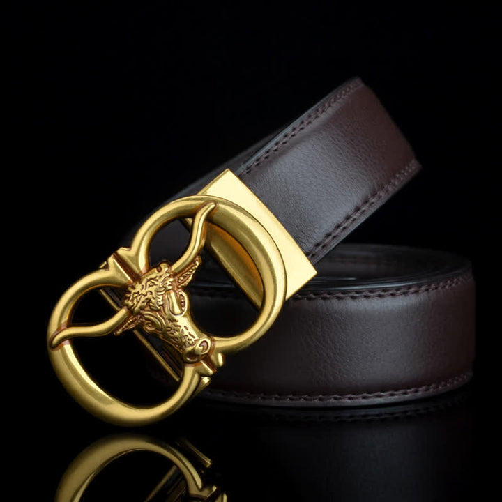 Men's Bull Head Dual Ring Leather Belt - image 4