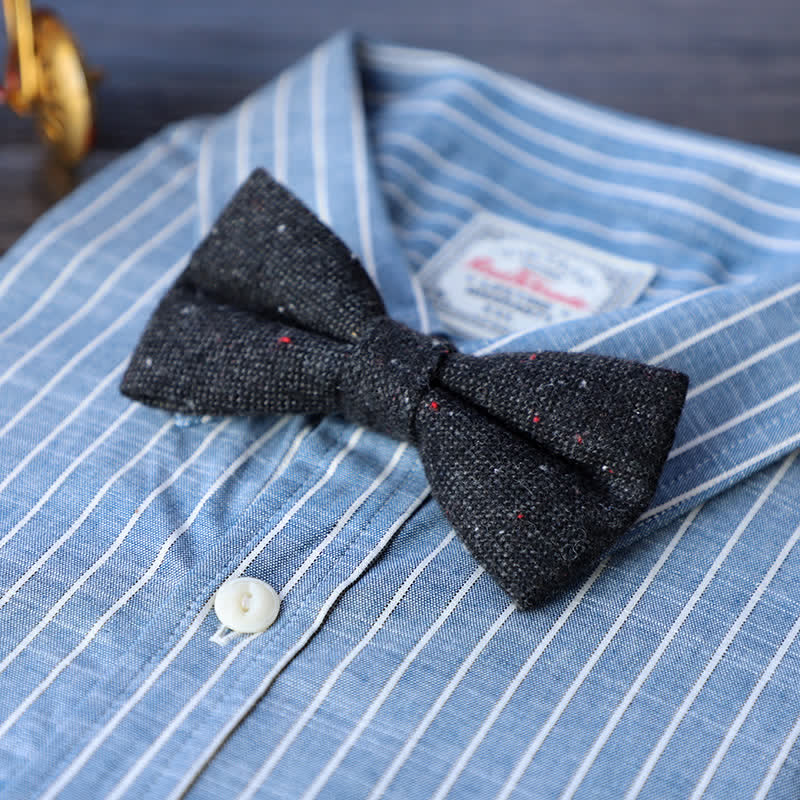 Men's Simple Tweed Wool Blend Bow Tie - # 2 - image 4