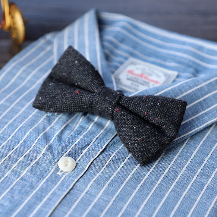 Men's Simple Tweed Wool Blend Bow Tie - # 2 - image 4