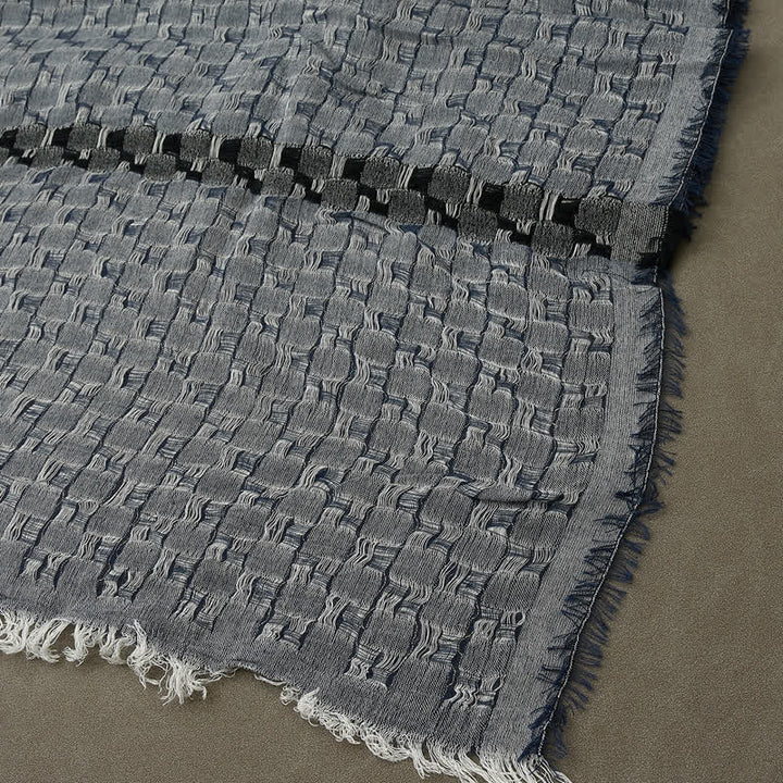 Men's Unique Crinkly Checkered Tassel Scarf - image 4