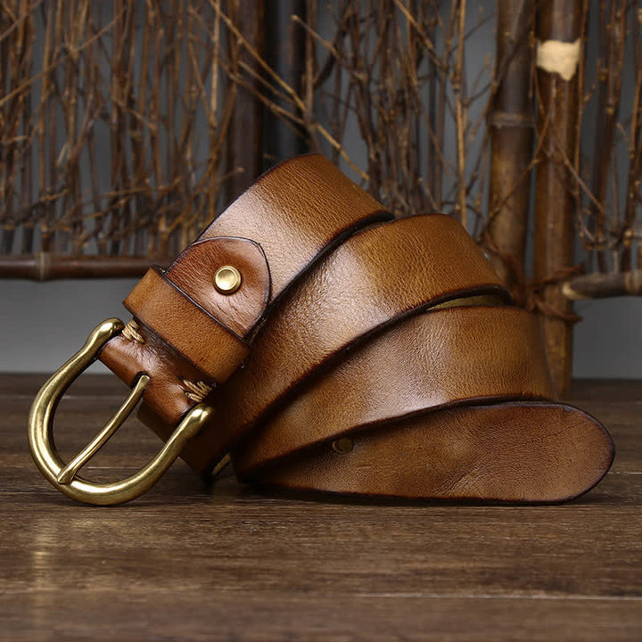 Men's Trend Worn-out Wrinkled Leather Belt - image 9