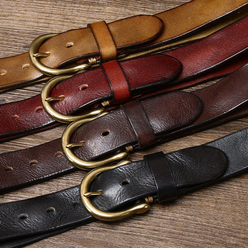 Men's Trend Worn-out Wrinkled Leather Belt - image 1