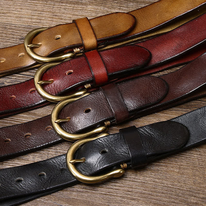 Men's Trend Worn-out Wrinkled Leather Belt - image 1