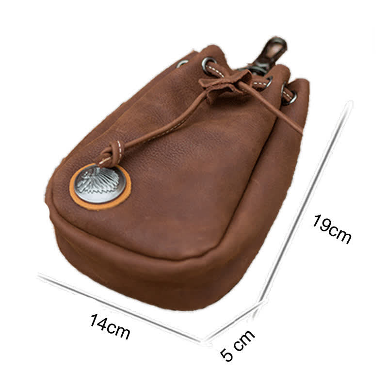 Small Wallet Coin Purse Drawstring Leather Belt Bag - image 6