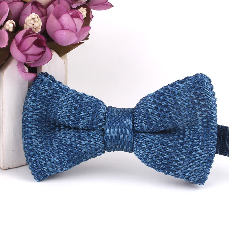 Men's Rustic Leisure Tie-dye Knitted Bow Tie - Blue - image 1