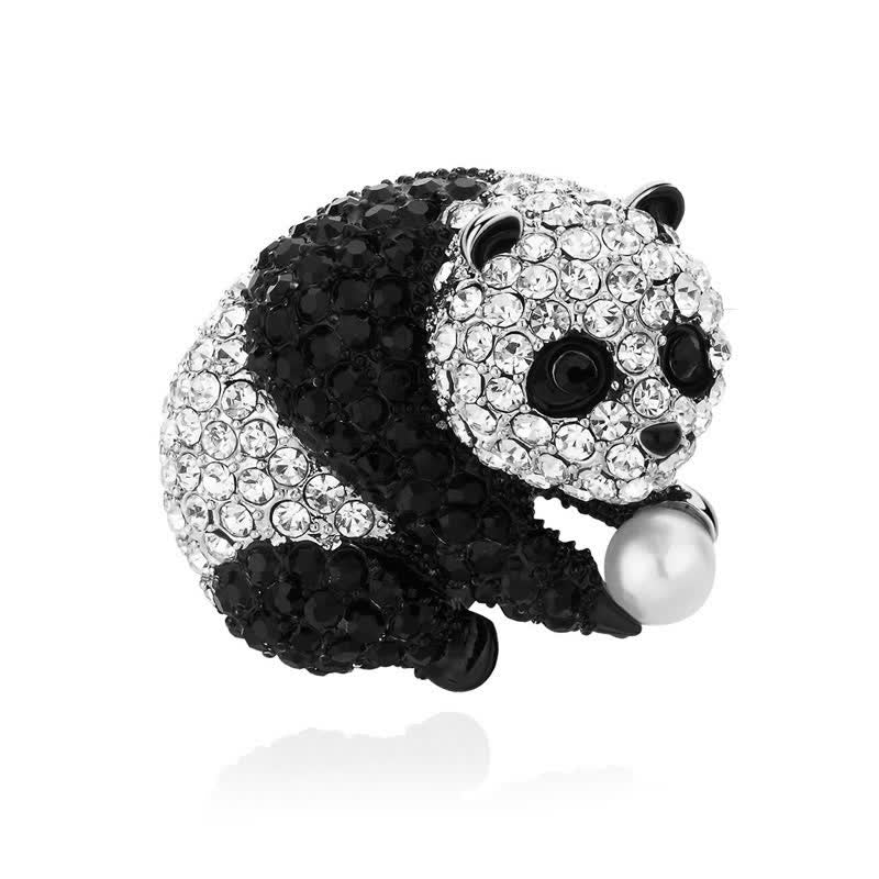 Women's Panda Sparkling Body Brooch - With Pearl - image 0