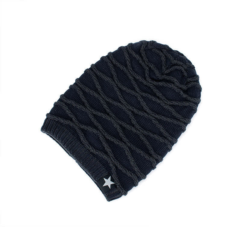 Fleece Lined Five-Star Beanie Knitted Hat - image 1