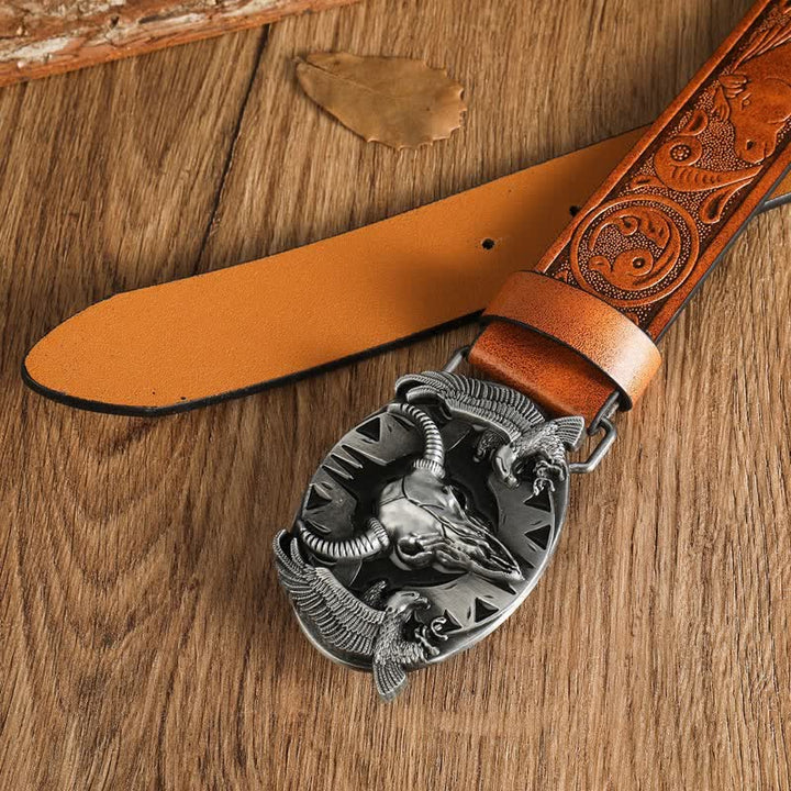 Men's Vintage Bull & Dual Eagles Leather Belt - image 19
