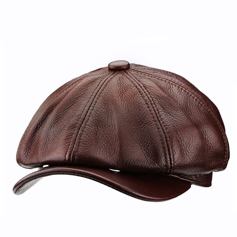 Painter Cowhide Leather Gatsby 8 Panel Beret Cap - image 6