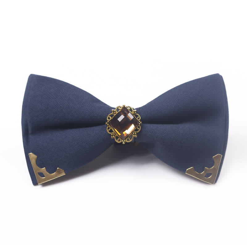 Men's Gem Golden Edge Cotton Bow Tie - Navy - image 9