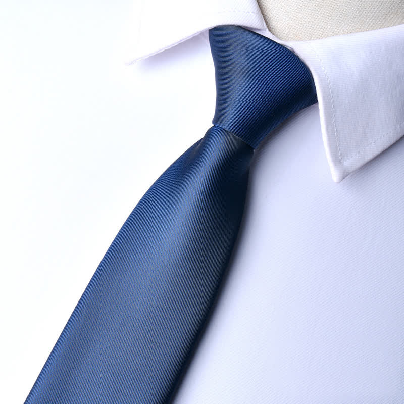 Men's Solid Color Zipper Tie Adjustable Necktie - Matte Navy - image 19